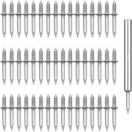 50Pcs Double-Head Skirting Thread Seamless Nail, Skirting Line Without Marks Nail,Invisible Security Screws,Solid Wood Baseboard Double-Headed Nails,Equipped with Nail Specific Sleeve Tool