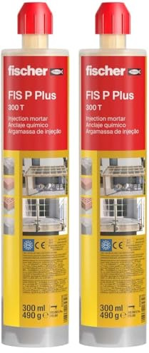 fischer | FIS P PLUS 300 T taco quimico,resina poliester para fijar toldos, antena tv, escalera en hormigon, ladrillo hueco (300ml) (Paquete de 2)