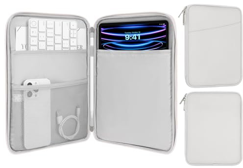 MoKo 9-11 Zoll Tablet-Tasche, Schlank | Passt für Tablet-Tasche passt für iPad Pro 11 M4 2024, iPad Air 11 Zoll M2 2024 und Galaxy Tab S9/S8/A8/A7, Grau/Weiß