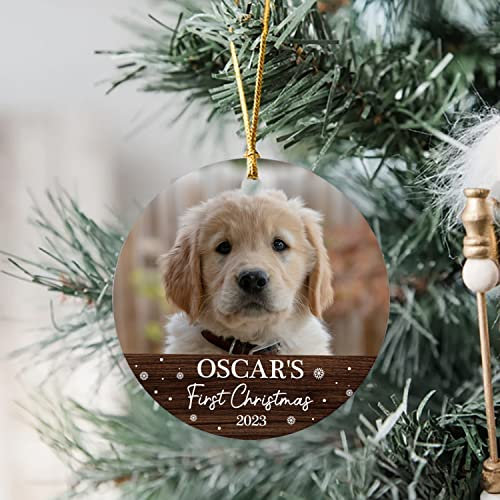 Christbaumschmuck Keramik Weihnachtsanhänger Anhänger Weihnachtsbaumschmuck Hängende Ornamente Weihnachtsdeko Erstes Foto des Hundes, Personalisiertes Hundefoto, Individuelles Fotogeschenk Für