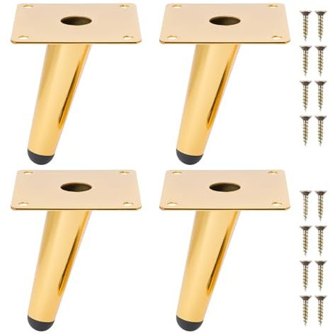 Piedini per Mobili 4Pcs Gambe in Metallo Piedini per Mobili Inclinati a Cono Gambe per Tavoli Piedi per Armadietto per Tavolino da Caffè Divani (10cm Altezza,Oro)