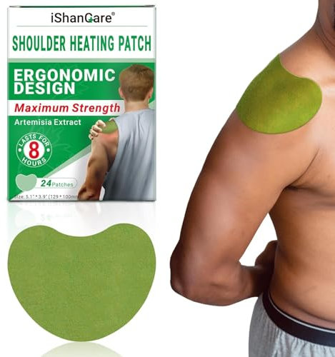 iShanCare Patchs anti-douleur aux épaules, patchs chauffants naturels à base de plantes, 8 heures de chauffage en profondeur pour les épaules, les genoux, le dos, le cou, 24 pièces