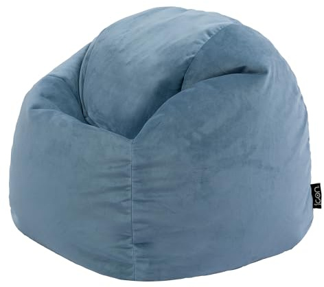 icon Kingston Velvet Kids Bean Bag with Filling Included, Blue