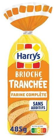 Harry's: Délicieuse brioche tranchée à la farine complète - 485g - Sans additifs - Idéale pour un petit déjeuner gourmand. - Le Lot De 3