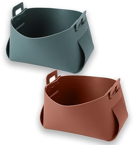 DERJDISF Taschenleerer Würfeltablett 2 Stücke-Schmucktablett Büroausstattung Schlüsselablage Schlüssel-Aufbewahrung - aus Faux Leder mit Knöpfen für Schlüssel, Geldbörsen, Uhren, Münzen, Handys