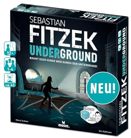 moses. Sebastian Fitzek Underground, innovatives 3D-Thriller-Spiel für Escape-Game Fans, kooperatives Gesellschaftsspiel von Marco Teubner mit verschiedenen Schwierigkeiten, ab 12 Jahren