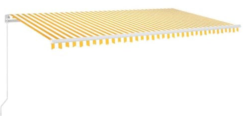 vidaXL Gelenkarmmarkise Einziehbar mit LED Markise Sonnenmarkise Balkonmarkise Sonnenschutz Sichtschutz Fenster Terrasse Garten 600x300cm Gelb Weiß