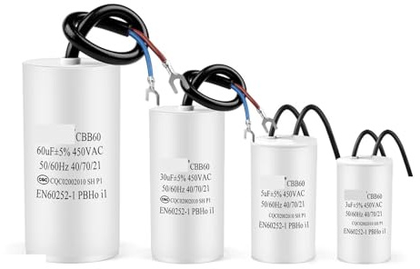 2Pcs CBB60 electronic starter Running Capacitor 450V Series AC Water Pump Startup Capacitors Start electronic starter Run 450VAC 3uF-80uF IINKUEYK(450V8UF)