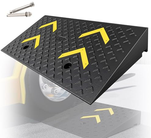 Bordsteinrampe aus Gummi, Schwellenrampe 100×50×13 cm, Auffahrrampe, Stufenrampe. Geeignet für Autos, Motorräder, Rollstühle und Fahrräder