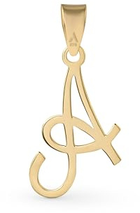 Amberta Italian 9ct Gold Initial Pendant for Women Men | Solid Gold Letter Pendant without Chain: Letter A