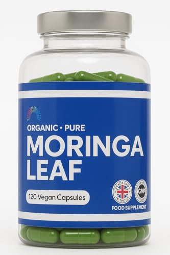 Pure Moringa Leaf - 120 Vegan Capsules - High Strength Moringa Oleifera - 500mg per Capsule - GMP HACCP UK Certified - 4 Month Supply - NO EXTRACTS - Pure ONLY