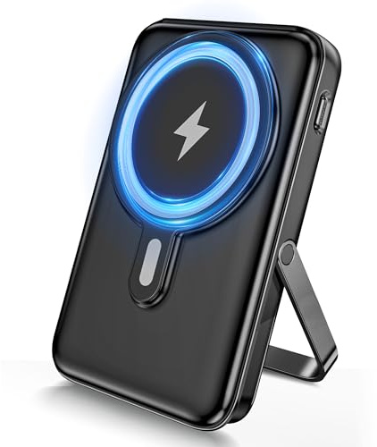 Magnetic Power Bank 12000mAh built in 4 cables,Fast Charge Battery Pack Wireless Portable Charger 22.5W QC3.0 with USB C Inputs & Output and LED Display for iPhone 12/13/14/15/Pro/Pro Max