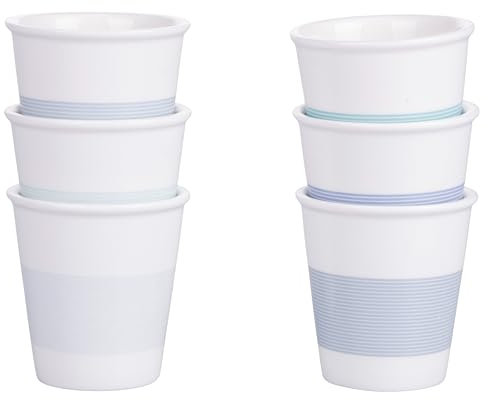 Villa d'Este Home Tivoli 1996 Lot de 6 tasses à café 60 ml en porcelaine Motif rayures Daily Ocean