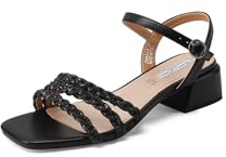 QUEEN HELENA Sandali Eleganti Donna con Strass con Tacco Basso con Cinturino ZM9944 (Nero, Sistema Taglie Calzature EU, Adulto, Donna, Numero, Media, 39)