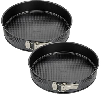 Zenker Lot de 2 moules à manqué à charnière 24 cm | Démoulage facilité pour vos gâteaux hauts, Acier noir Black Metallic, Format 24 x 24 x 6,5 cm