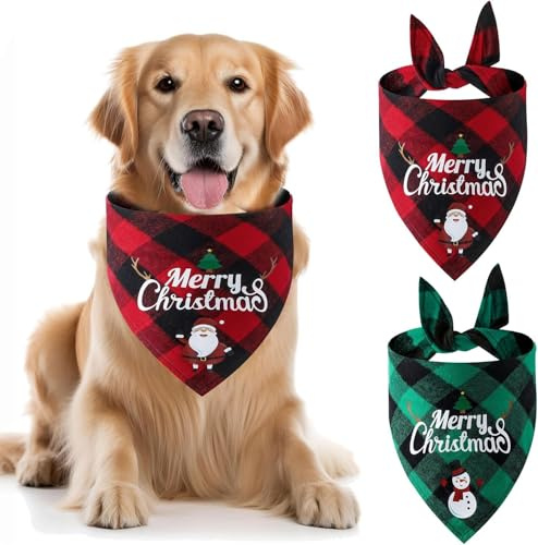 2 Stück Weihnachten Haustier Bandana,Halstuch Hund Weihnachten,Pets Dreieck Lätzchen,Haustier Bandanas,Halstuch Einstellbare für Hunde Katze,Pets Halstuch Deko,Dreieckstuch