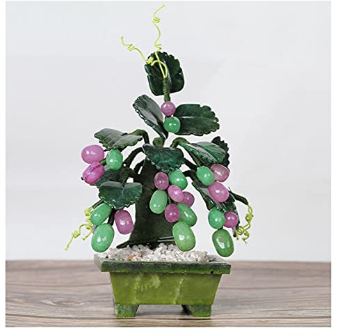 MEVZHH Konstgjorda blommor, konstgjorda växter bonsai-träd hantverk Jade druva bonsai kreativa high-end ornament jade snidade bonsai för hemmakontor bordsdekoration träd