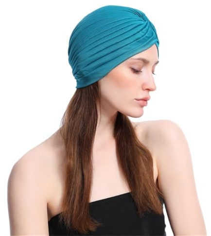 Bandeau de Bain pour Femme Ff42-2 en Tissu Vert Foncé | Usage Visage et Masque, Modèle Créatif Élastique, Respirant et Agréable à Porter