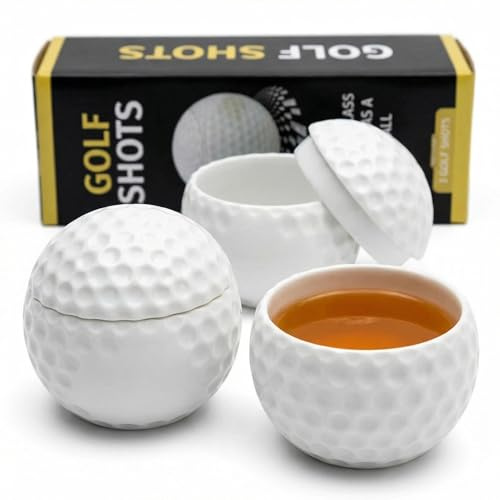 3 vasos de chupito de pelota de golf con tapa, regalos de golf personalizados para hombres, vasos de whisky divertidos vasos de chupito, pelotas de golf personalizables, vasos para beber para el hogar