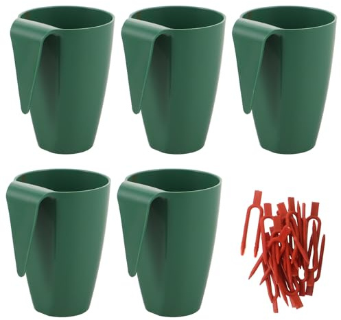 iplusmile Set da 5 Contenitori per Fragole in Plastica con Forca per Piantare, Vasi da Giardinaggio per Coltivazione in Serra, Fioriere Portatili per Piante da Interno e Avviamento