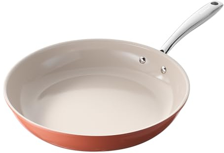 Redchef Keramik Pfanne Induktion 28cm, Antihaft Keramikbeschichtung Bratpfannen mit Edelstahlgriff, PTFE-frei PFOA-frei PFAS-frei, Backofenfest, Orange