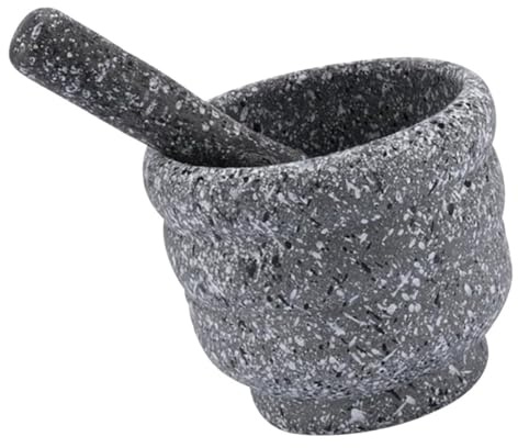 FOMIYES Mortero de Granito para Cocina, Juego Práctico para Moler Ajo y Especias, Recipiente Familiar Resistente, Utensilio Doméstico Multifuncional, Suministro de Cocina