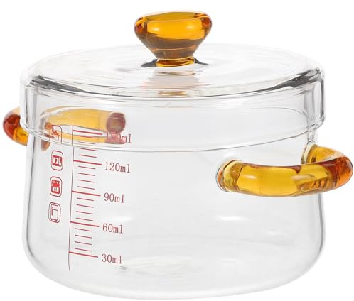 Abaodam Cocotte en Verre Borosilicate 150ml Double Poignée Transparente, Bol Vapeur Résistant Haute Température pour Four et Cuisson à L'eau, Marmite Cuisson Œufs et Soupe, Ustensile