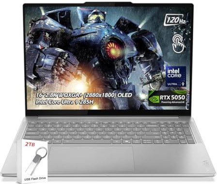 Lenovo Yoga Pro 9i 16 Laptop - Intel Ultra 9 285H 16-Core, RTX 5050, 32GB RAM 1TB SSD, 16 2.8K WQXGA+ OLED 120Hz 1000-nits, Win11, WiFi7, Backlit KB, Luna Grey, w/2TB USB Drive, W/GaLiMu