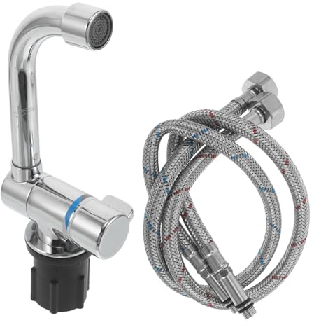 Toyvian Robinet Cuisine pour Camping-car, Mitigeur D’évier Argenté en Cuivre et Plastique, Rotation 360°, Eau Chaude et Froide, Gain de Place, pour Bateaux et Caravanes Couleur Aléatoire