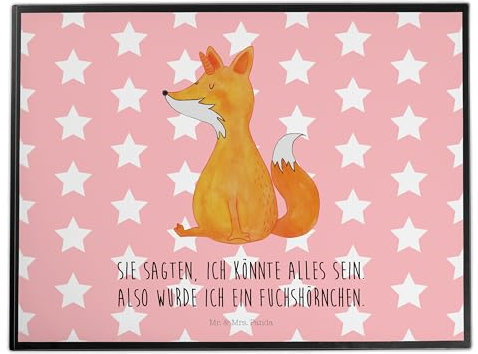 Mr. & Mrs. Panda Malunterlage Einhorn Fuchs - Geschenk, Fuchshörnchen, schreibtischunterlagen, Tischunterlage, Füchse, Schreibunterlage, Unicorns, Unicorn, schreibtischauflagen, schreibtischunterlage