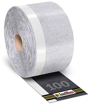 Isolbau Fensterband Schwarz 100 mm x 30 m Fensteranschlussband Fenster-Dichtband Aussen Luftdicht Schlagregendicht Diffusionsoffenes Anschlussband für Fenster & Tür Kompriband MPA geprüft