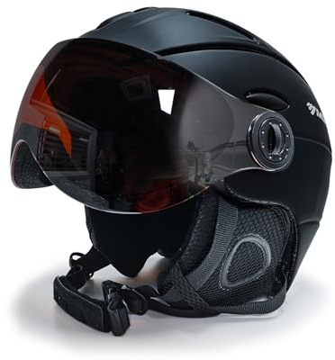 2-en-1 Visière Ski Casque De Snowboard Détachable Masque À Neige Anti-buée Anti-UV Intégré Goggle Bouclier Faible Poids Adultes Hommes Femmes