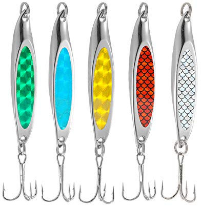 TUXIBIN 5 STÜCKE Metall Fischköder Scheibe Löffel Spinnerbaits Angelgerät Makrele Schneider Köder Spoon Kunstköder Angelköder Forellenköder Spoons B-1