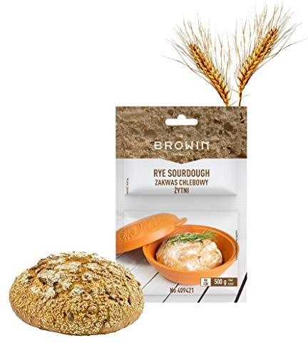 Browin 409421 Natural Rye Sour Dough with Yeast and Malt, 35 g Packaging - For Baking 750 g Homemade Traditional Bread in Oven or Machine Powder.