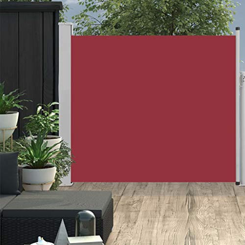 Tidyard Ausziehbare Seitenmarkise Sonnenschutz Sichtschutz Windschutz Seitenrollo Markise Seitenwandmarkise Balkon Garten Terrasse 100x300 cm Rot