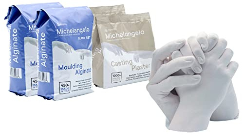 Michelangelo KIT REFILL matériaux de moulage pour 4 mains d'adultes ou d'enfants en famille ou entre amis