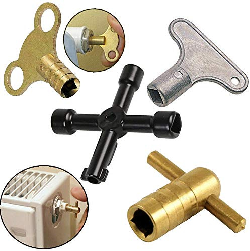 Radiator Plumbing Bleed Bleeding Key Keys Solid Brass/Alloy for Venting Air Valve (2, Solid Brass (K02))