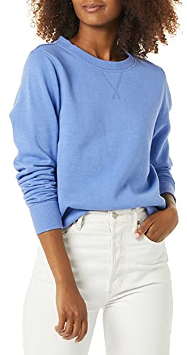 Amazon Essentials Women's French Terry Fleece Crewneck Sweatshirt (Available in Plus Size), Blue, X-Small