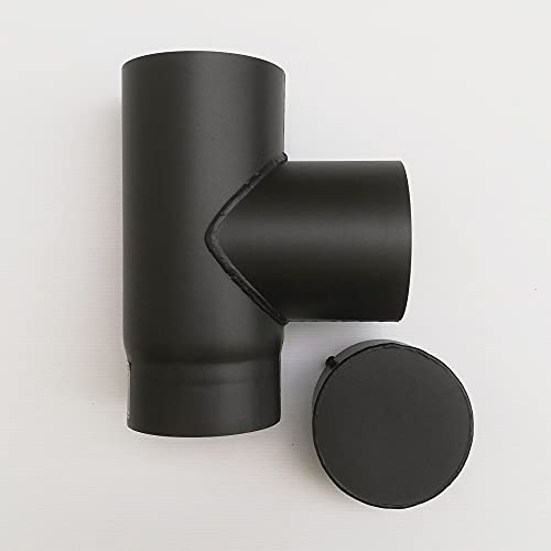 Aflex raccordo per stufa a legna - camino a T braga a 90 gradi MF codino F con tappo (120mm)