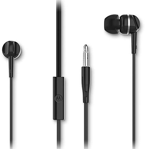 Motorola Sound Earbuds 105 - écouteurs Intra-Auriculaires avec Câble - Microphone Intégré - Son Cristallin - avec 6 Coussinets en Silicone - Noir