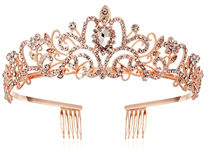 alladaga Hochzeit Tiara Krone Kristall Strass Braut Prinzessin Tiara mit Kamm für Hochzeit Prom Geburtstagsfeier
