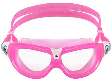 Aqua Sphere Seal Kid 2 Lunettes de natation – Vision sous-marine ultime, confortables, verres anti-rayures, hypoallergéniques – unisexe enfants, verres transparents, monture rose