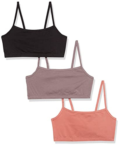 Hanes womens Comfortflex Fit Bralette Pack, Stretch Cotton Low-impact Bra, Moisture-wicking Cotton, 3-pa , 3-pack - String Crop Black/Spiced Fig/Terra Red, Medium US