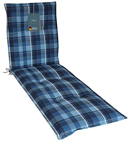 LILENO HOME Karo-blaues Gart- und Strandkissen 188 x 60 x 5 cm