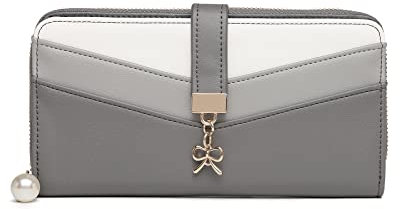 Miss Lulu Geldbörse Damen Mehrfarbig Portemonnaie V-Form Colorblock PU Leder Design Portmonee