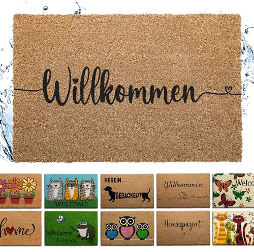Bodenständig® Fußmatte Kokos [Wetterfest] - extrem robust - Fußabtreter außen - die Kokosmatte Fußmatte außen wetterfest. Fussmatte aussen 40x60 cm - Willkommen Design