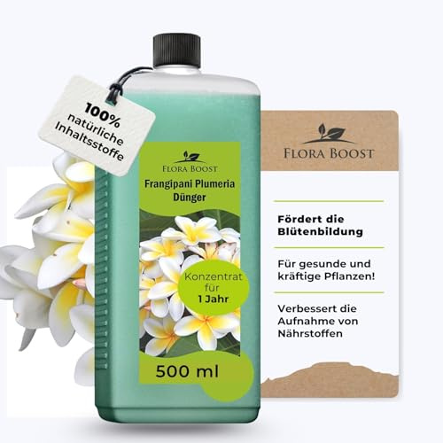 Flora Boost Frangipani Plumeria Dünger 500ml, Flüssigdünger | Flüssiger Blatt- & Wurzeldünger für bis zu 100L Gießwasser, 100% natürlicher Pflanzendünger für Frangipani Tempelbaum