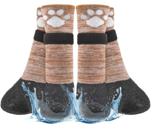 BEAUTYZOO Rutschfeste Hundesocken, Stiefel, Hundeschuhe für heiße/kalte Winterpflaster, wasserdichter Griff, Pfotenschutz für Hartholzböden, verhindert Lecken für kleine, mittelgroße und große Hunde,
