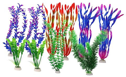 Mipcase 10 Pièces Lot De Plantes Aquatiques Artificielles Pour Aquarium Décorations Plastique Simulation De Plantes Réalistes Herbe Aquatique Socle Solide Inclus