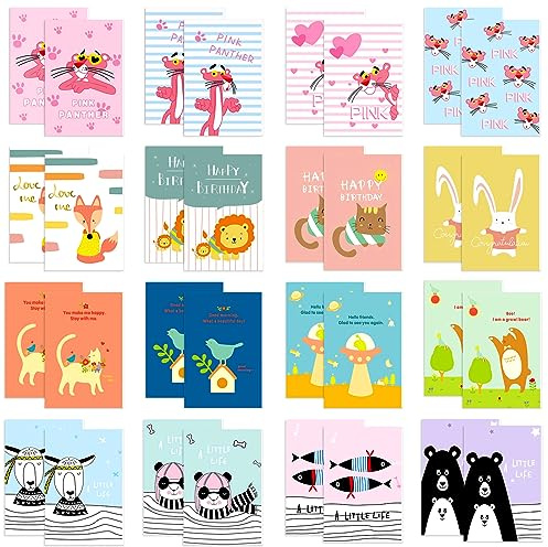 Bindundun 40 Stück Mini Tagebuch Notizbuch,Kleiner Notizblock,Niedliche Cartoon-Tier-Mini-Notizbücher,Taschennotizbuch Klein ​für Party Klassenzimmer Schule Büro(8.5 x 12cm) (1)